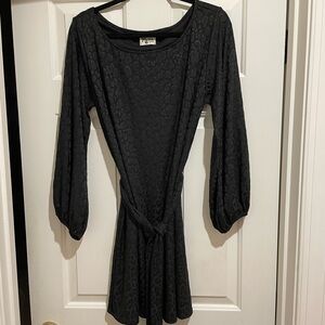 Show Me Your MuMu black Sheath Dress with Long Bishop Sleeves and Scoop Neck